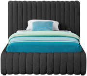 Nash Boucle Fabric Twin Bed Black - Gate FurnitureTwin Bed