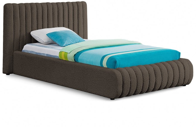 Nash Boucle Fabric Twin Bed Brown - Gate FurnitureTwin Bed