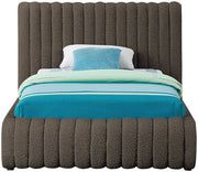 Nash Boucle Fabric Twin Bed Brown - Gate FurnitureTwin Bed