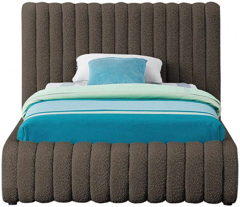 Nash Boucle Fabric Twin Bed Brown - Gate FurnitureTwin Bed