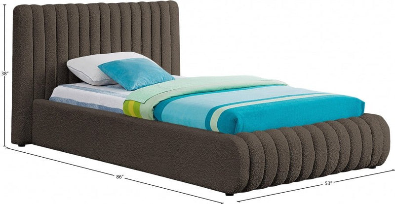 Nash Boucle Fabric Twin Bed Brown - Gate FurnitureTwin Bed