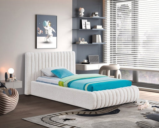 Nash Boucle Fabric Twin Bed Cream - Gate FurnitureTwin Bed