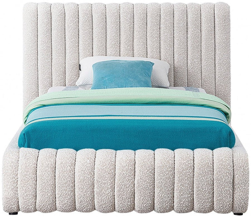 Nash Boucle Fabric Twin Bed Cream - Gate FurnitureTwin Bed
