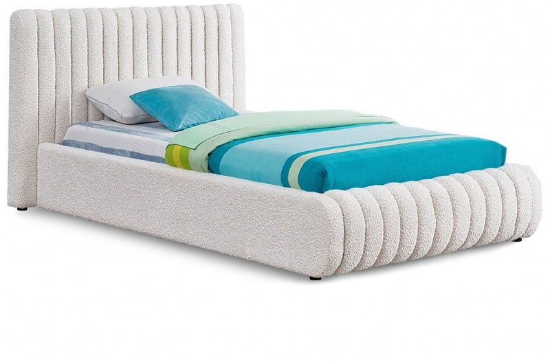 Nash Boucle Fabric Twin Bed Cream - Gate FurnitureTwin Bed