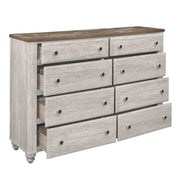 Nashville Antique White/Brown Panel Bedroom Set - Gate FurnitureBedroom Set