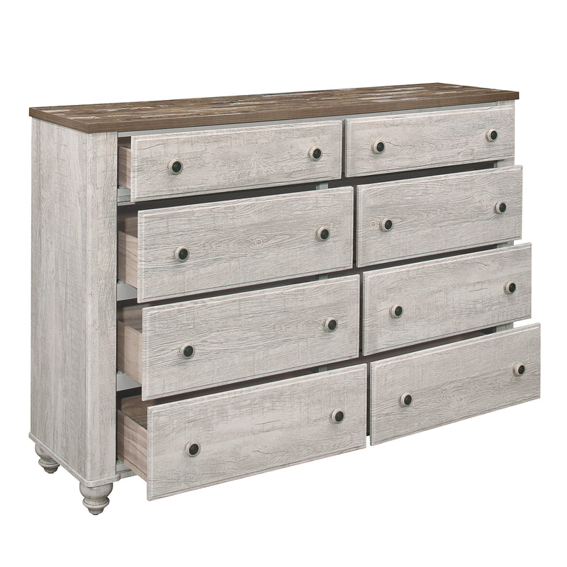 Nashville Antique White/Brown Panel Bedroom Set - Gate FurnitureBedroom Set