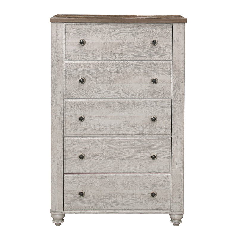 Nashville Antique White/Brown Panel Bedroom Set - Gate FurnitureBedroom Set