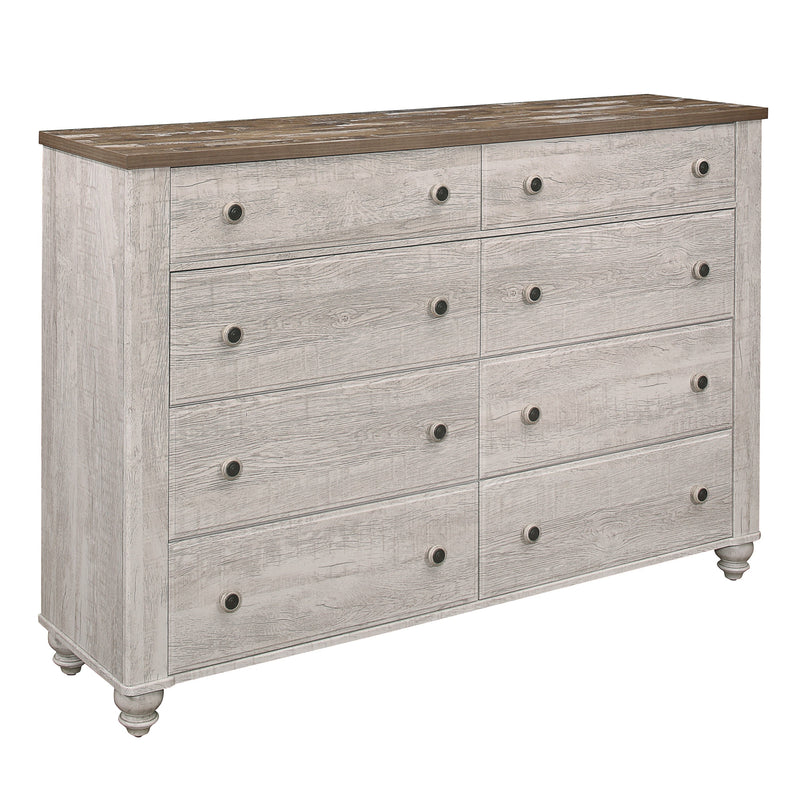 Nashville Antique White/Brown Panel Bedroom Set - Gate FurnitureBedroom Set