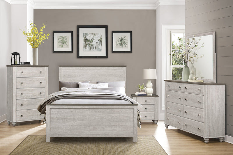Nashville Antique White/Brown Panel Bedroom Set - Gate FurnitureBedroom Set