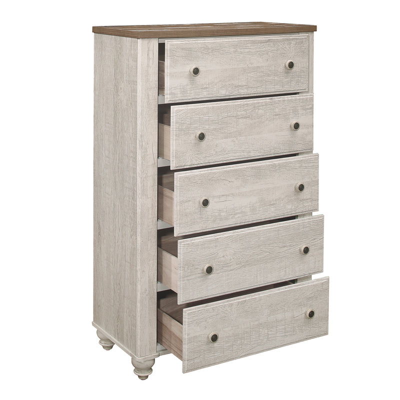 Nashville Antique White/Brown Panel Bedroom Set - Gate FurnitureBedroom Set