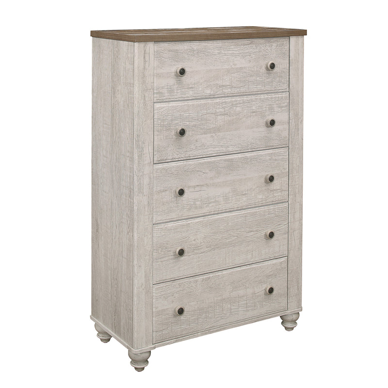Nashville Antique White/Brown Panel Bedroom Set - Gate FurnitureBedroom Set