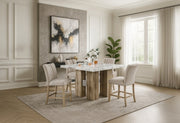 D04 Natural Bar Table + 6 D8685 Beige/Nat Bar Stool - D04BT-NAT+D8685BS-BEIGE/NAT 7PC