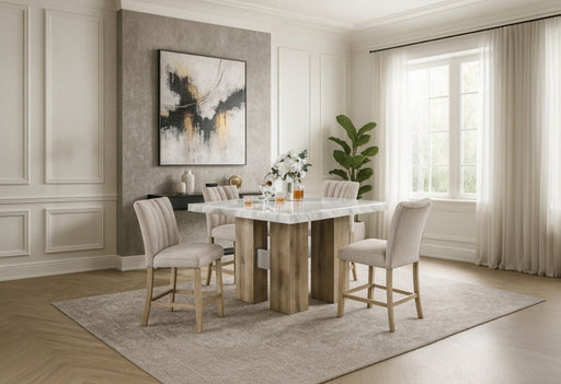 D04 Natural Bar Table + 6 D8685 Beige/Nat Bar Stool - D04BT-NAT+D8685BS-BEIGE/NAT 7PC