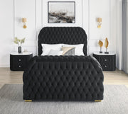 Natalia Black King Upholstered Fireplace Bed with TV Lift - Gate FurnitureKing Bed