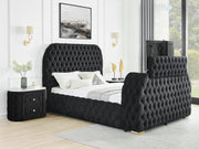 Natalia Black Upholstered Bedroom Set with TV Lift - Gate FurnitureBedroom Set