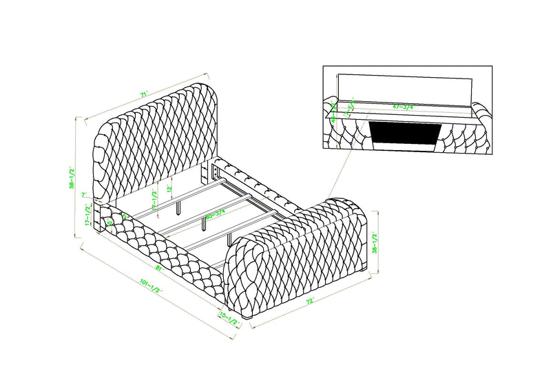 Natalia Black Upholstered Bedroom Set with TV Lift - Gate FurnitureBedroom Set