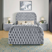 Natalia Gray King Upholstered Fireplace Bed with TV Lift - Gate FurnitureKing Bed
