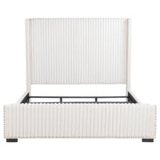 Natasha 65-inch Upholstered Eastern King Wingback Bed Cream - 306051KE