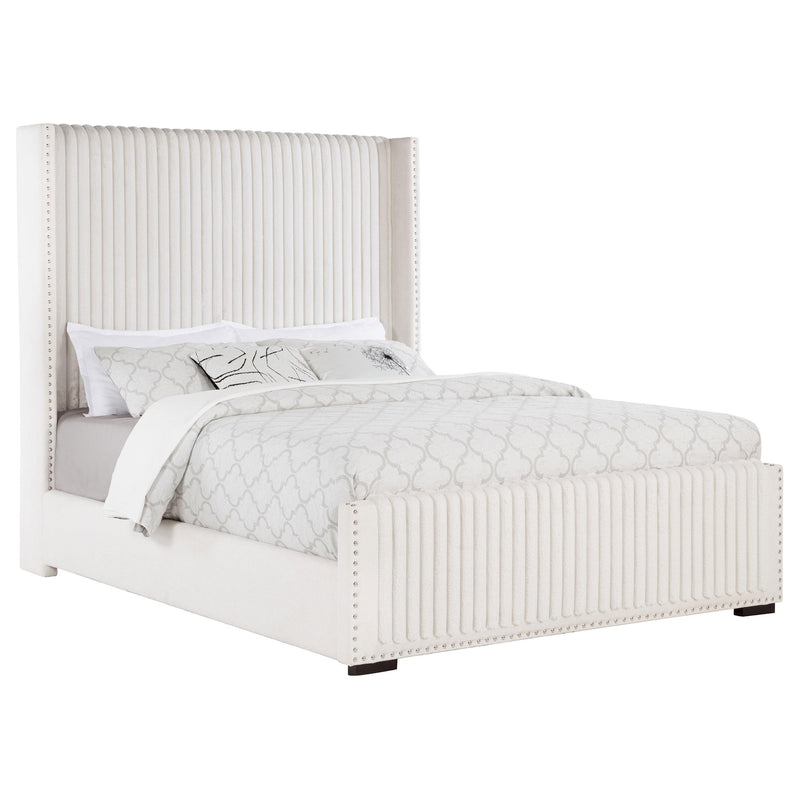 Natasha 65-inch Upholstered Queen Wingback Bed Cream - 306051Q