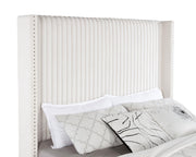 Natasha 65-inch Upholstered Queen Wingback Bed Cream - 306051Q