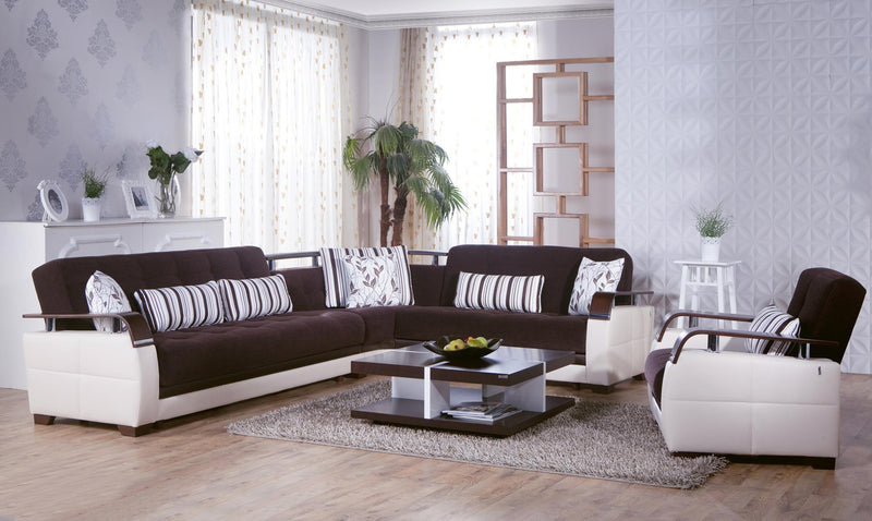Natural Sectional (Colins Brown) 4 Pieces - Gate FurnitureSleeper Sectional