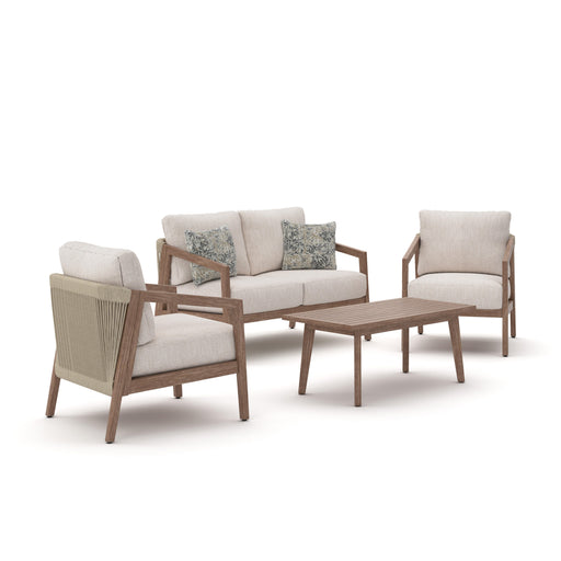 Nature Lane Brown/White Outdoor Sofa/Chairs/Table (Set of 4) - PCP355-081