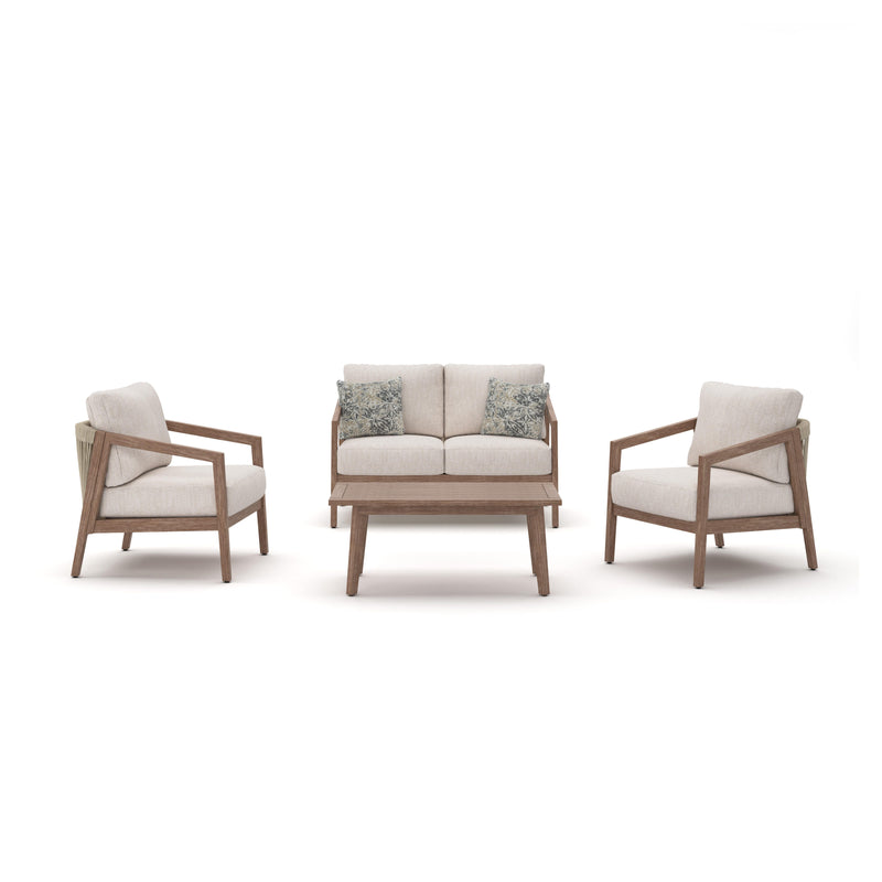 Nature Lane Brown/White Outdoor Sofa/Chairs/Table (Set of 4) - PCP355-081