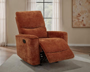 Navarro Chenille Upholstered Glider Recliner Burnt Orange - 609576