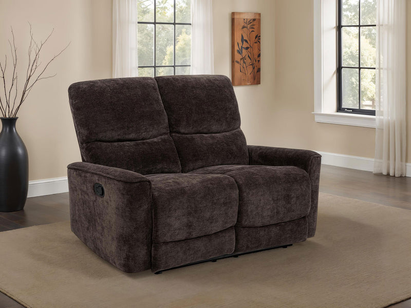 Navarro Chenille Upholstered Reclining Loveseat Dark Brown - 609572