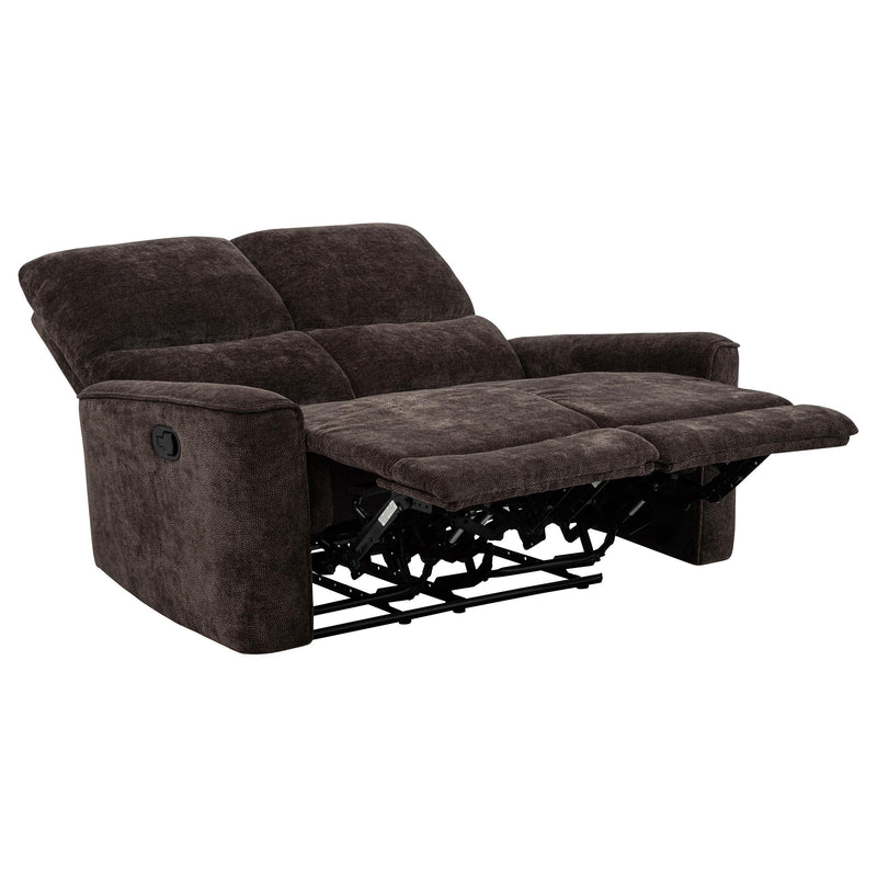 Navarro Chenille Upholstered Reclining Loveseat Dark Brown - 609572