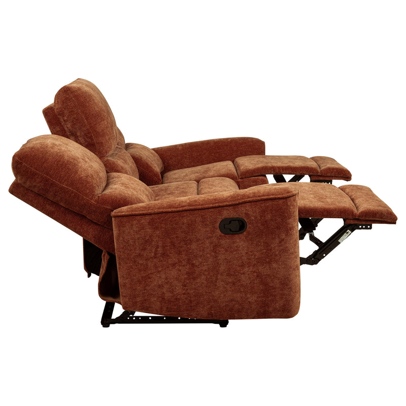 Navarro Chenille Upholstered Reclining Sofa Burnt Orange - 609574