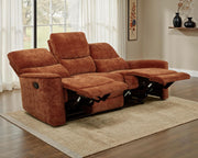 Navarro Chenille Upholstered Reclining Sofa Burnt Orange - 609574