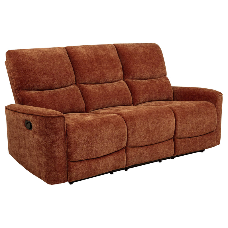 Navarro Chenille Upholstered Reclining Sofa Burnt Orange - 609574