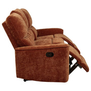 Navarro Chenille Upholstered Reclining Sofa Burnt Orange - 609574