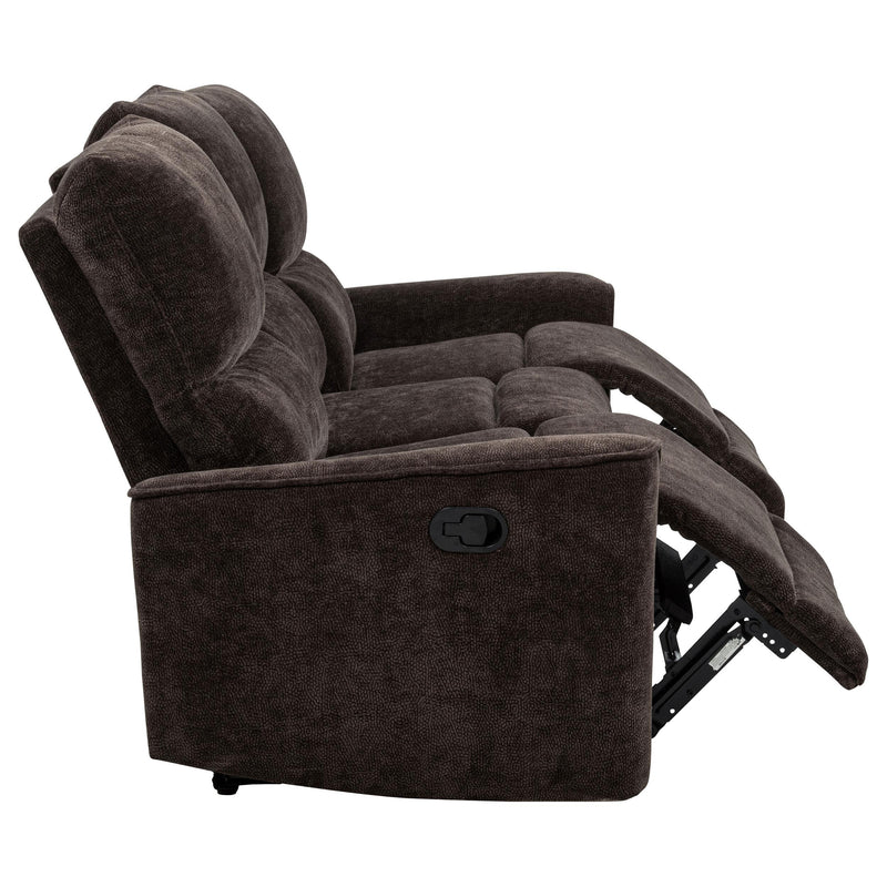 Navarro Chenille Upholstered Reclining Sofa Dark Brown - 609571