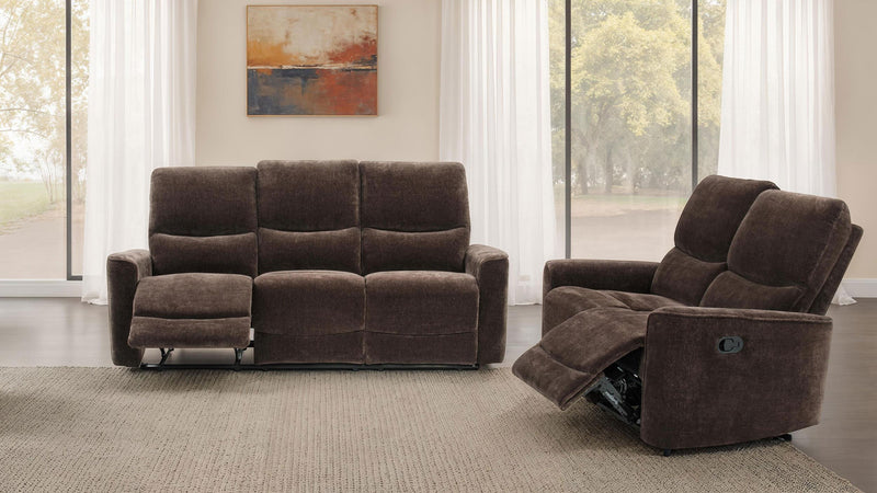Navarro Chenille Upholstered Reclining Sofa Dark Brown - 609571