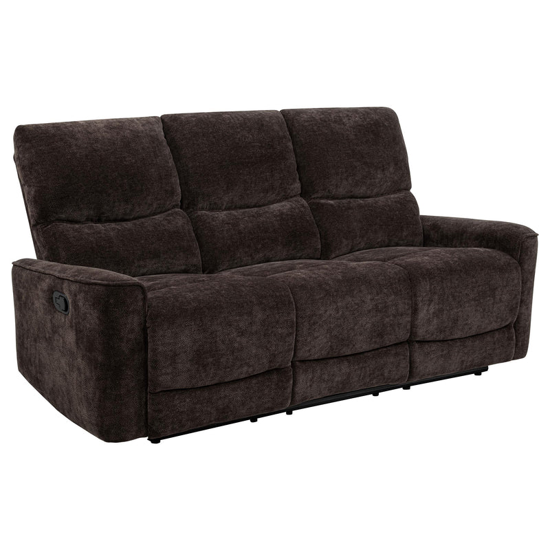 Navarro Chenille Upholstered Reclining Sofa Dark Brown - 609571