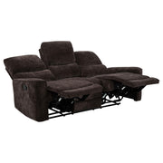 Navarro Chenille Upholstered Reclining Sofa Dark Brown - 609571