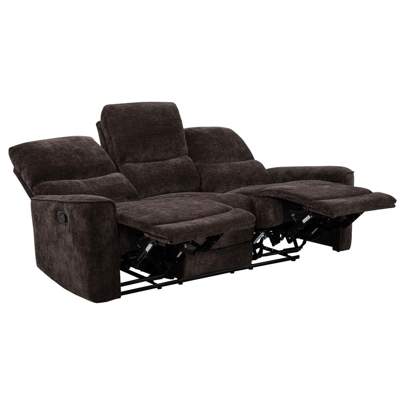 Navarro Chenille Upholstered Reclining Sofa Dark Brown - 609571