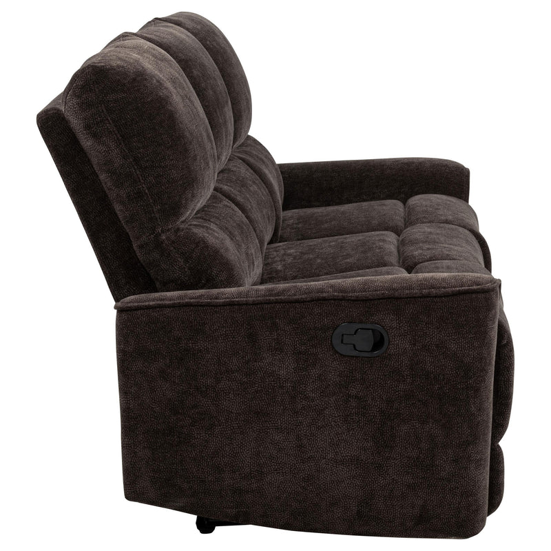 Navarro Chenille Upholstered Reclining Sofa Dark Brown - 609571