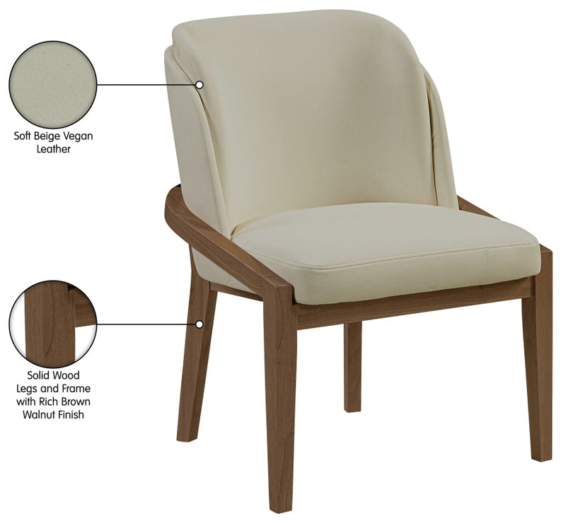 Navo Vegan Leather Upholstered Dining Chair in Beige - 88042Beige-C