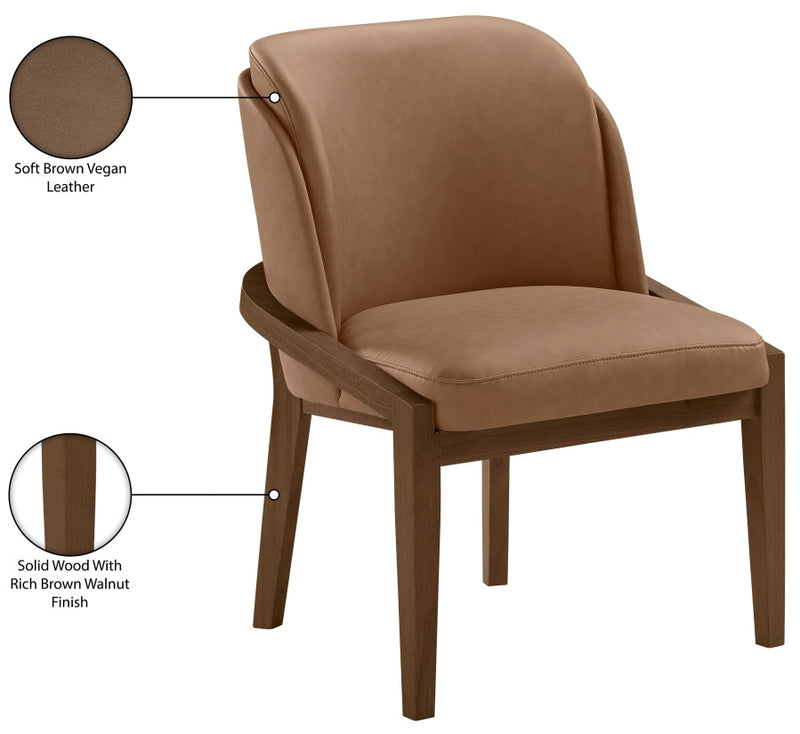 Navo Vegan Leather Upholstered Dining Chair in Brown - 88042Brown-C