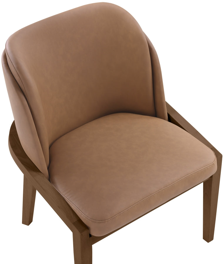 Navo Vegan Leather Upholstered Dining Chair in Brown - 88042Brown-C