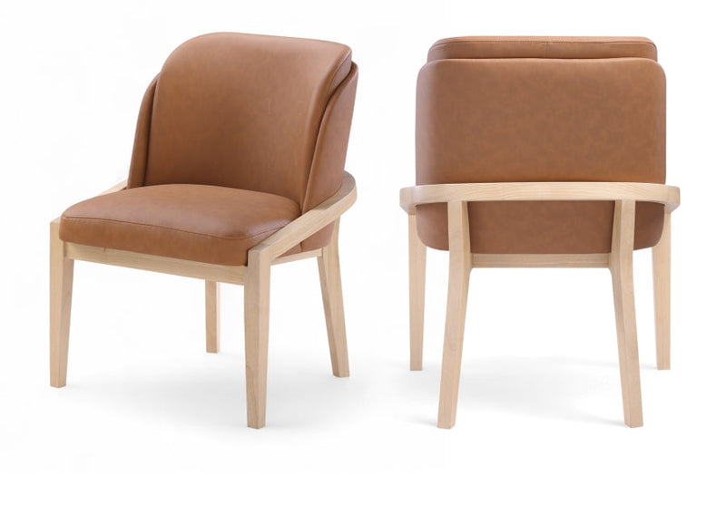 Navo Vegan Leather Upholstered Dining Chair in Cognac - 88041Cognac-C