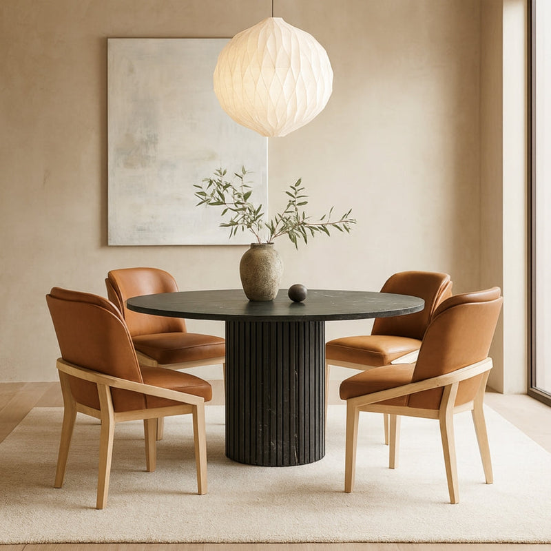 Navo Vegan Leather Upholstered Dining Chair in Cognac - 88041Cognac-C