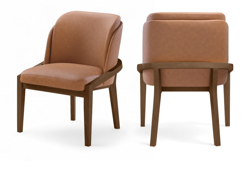 Navo Vegan Leather Upholstered Dining Chair in Cognac - 88042Cognac-C