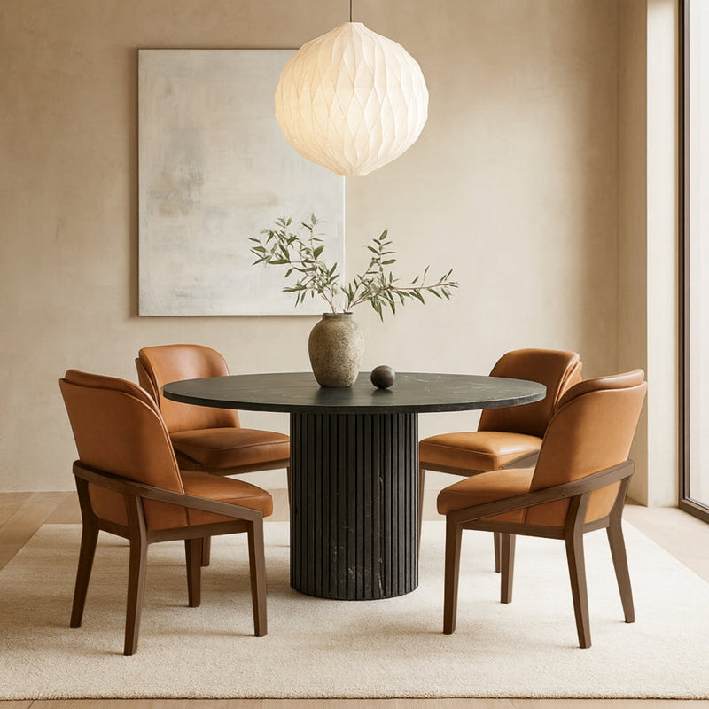 Navo Vegan Leather Upholstered Dining Chair in Cognac - 88042Cognac-C