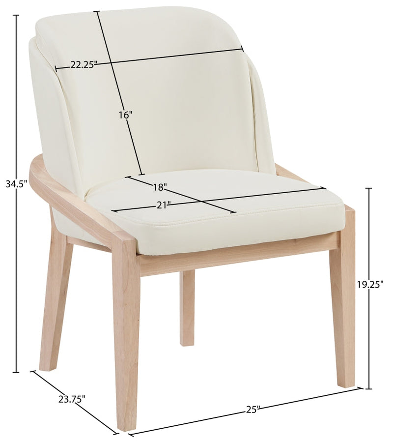 Navo Vegan Leather Upholstered Dining Chair in Cream - 88041Cream-C