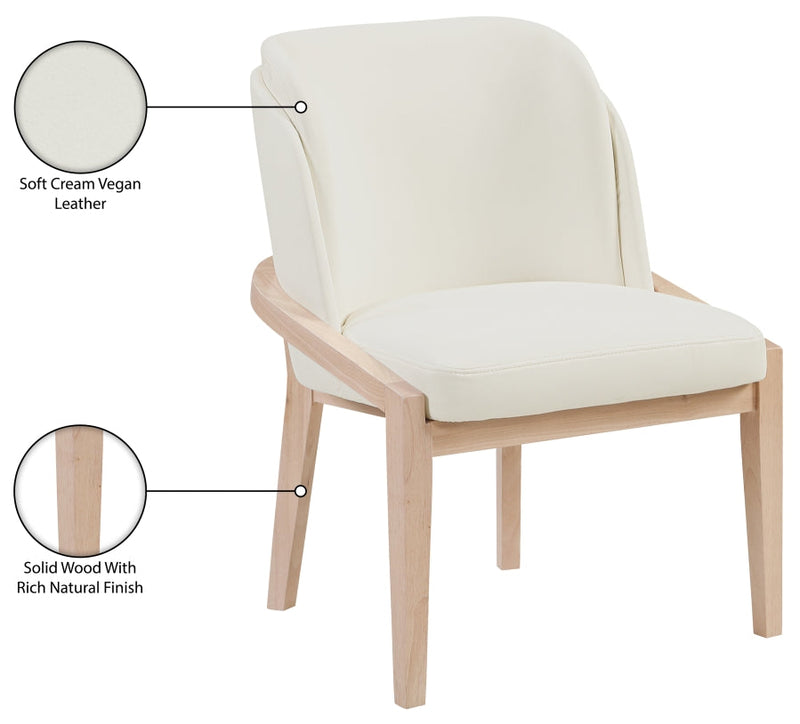 Navo Vegan Leather Upholstered Dining Chair in Cream - 88041Cream-C