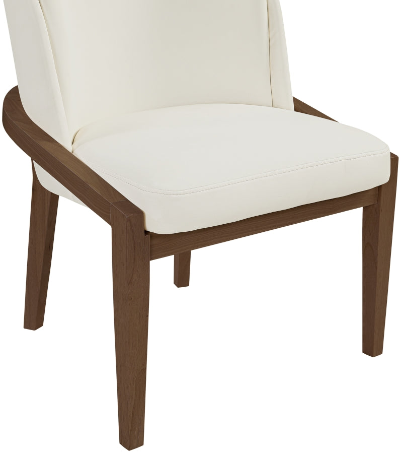 Navo Vegan Leather Upholstered Dining Chair in Cream - 88042Cream-C